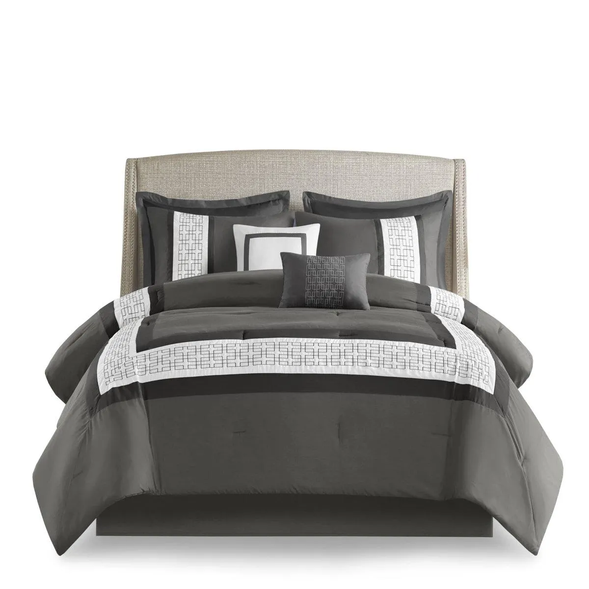 Powell 8 Piece Embroidered Comforter Set