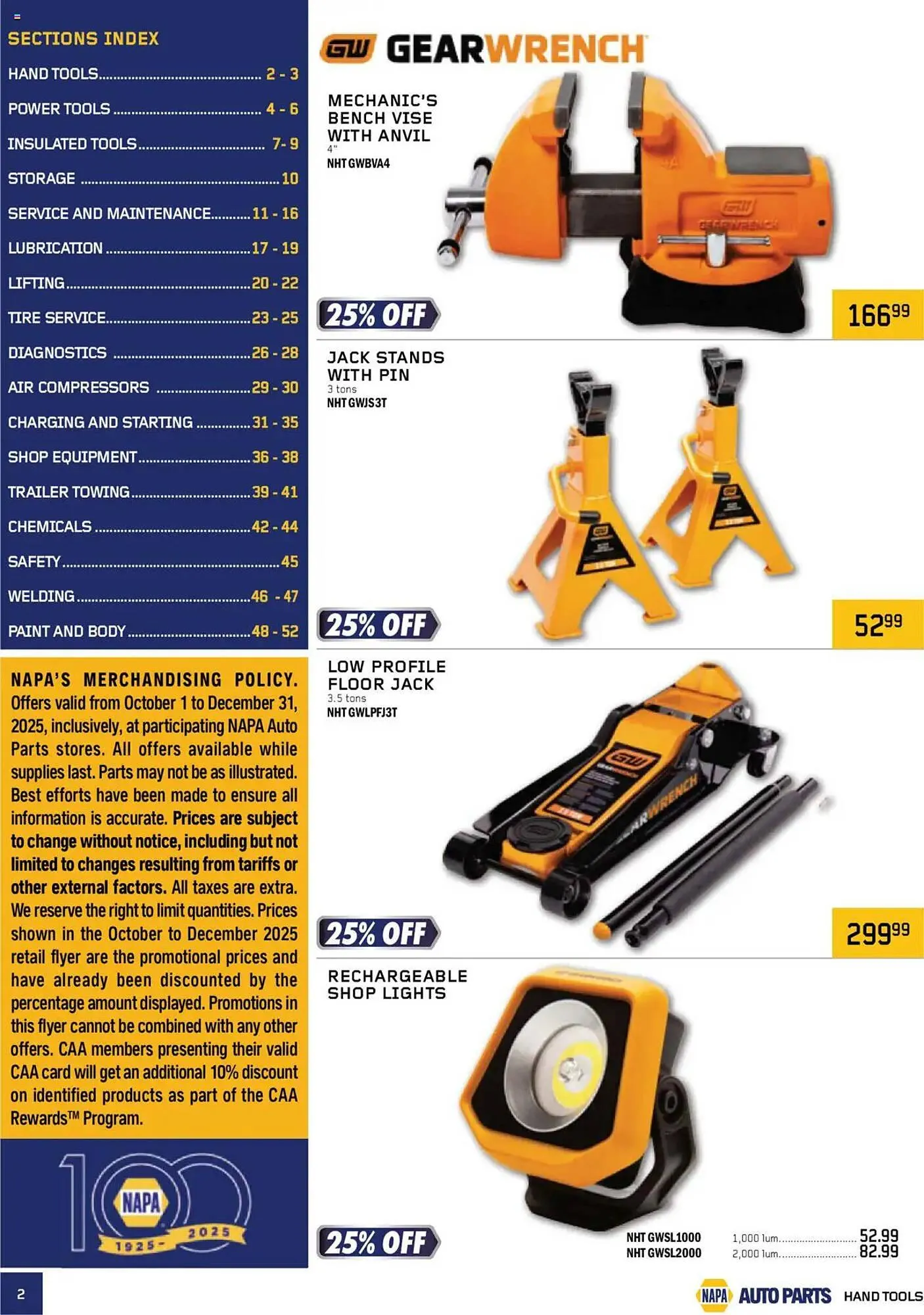 NAPA Auto Parts flyer from October 1 to January 1 2026 - flyer page 2
