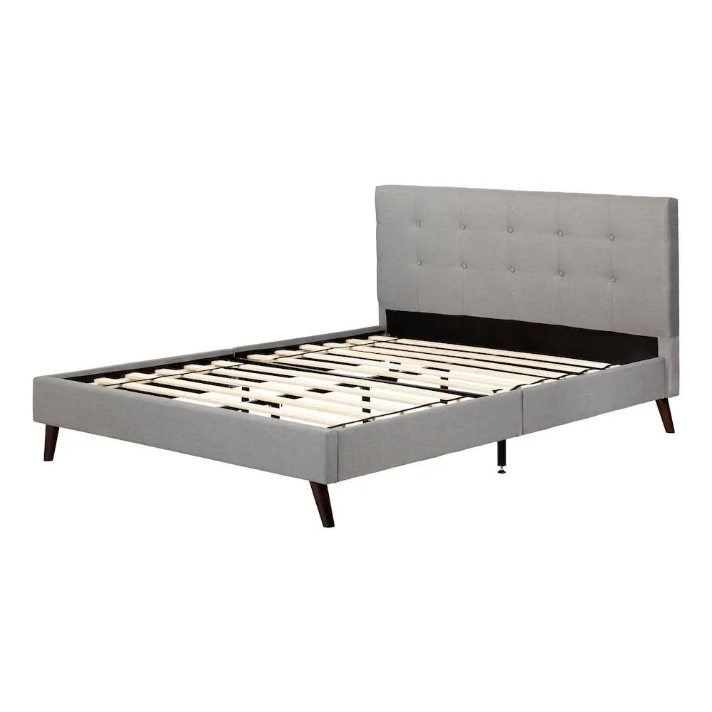 Fusion Queen Upholstered Platform Bed and Headboard in Soft Gray, 64 in. x 85.5 in. x 37.5 in.