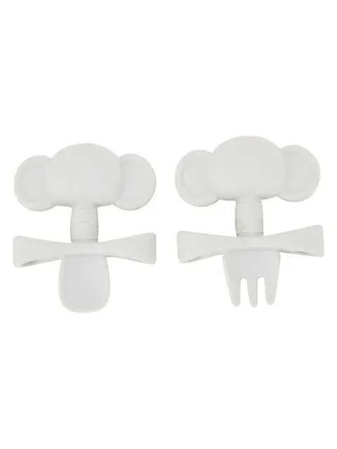 2-Piece Elephant Silicone Teething Cutlery Set