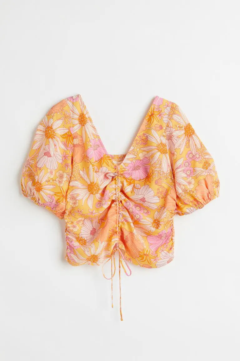 V-neck Drawstring Blouse
