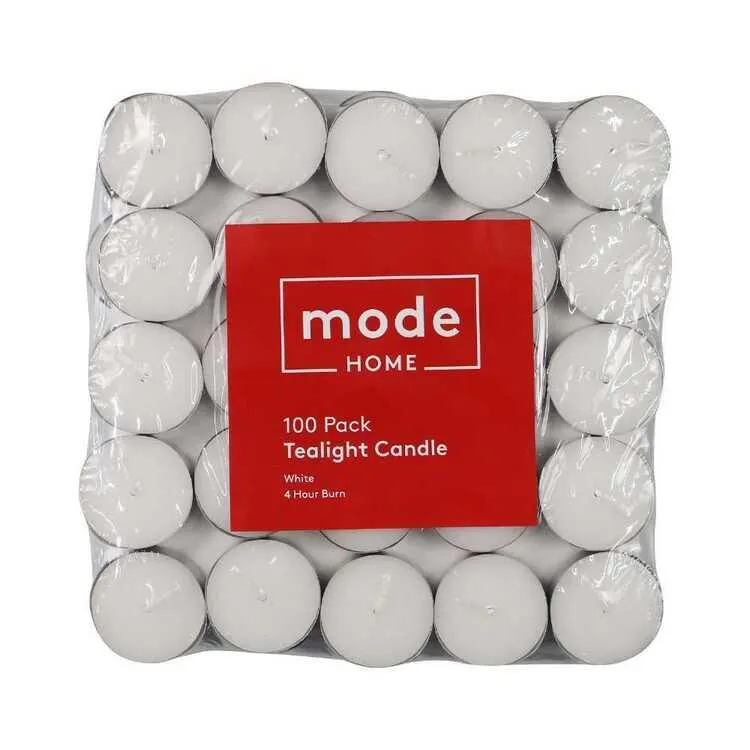 Mode Home Tea Light Candle 100 Pack White