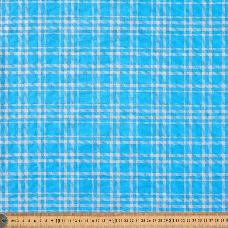 Metallic Frosty Tartan 112cm Quilting Fabric Blue/Silver 112 cm