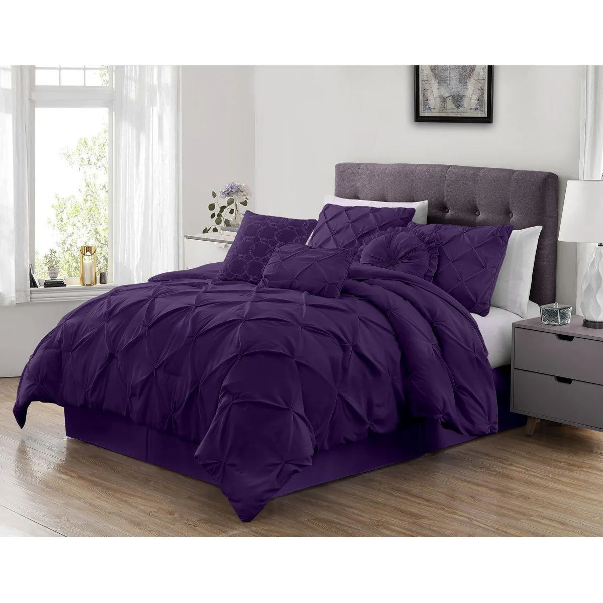 Sydney Pintuck Microfiber 7 Piece Comforter Set