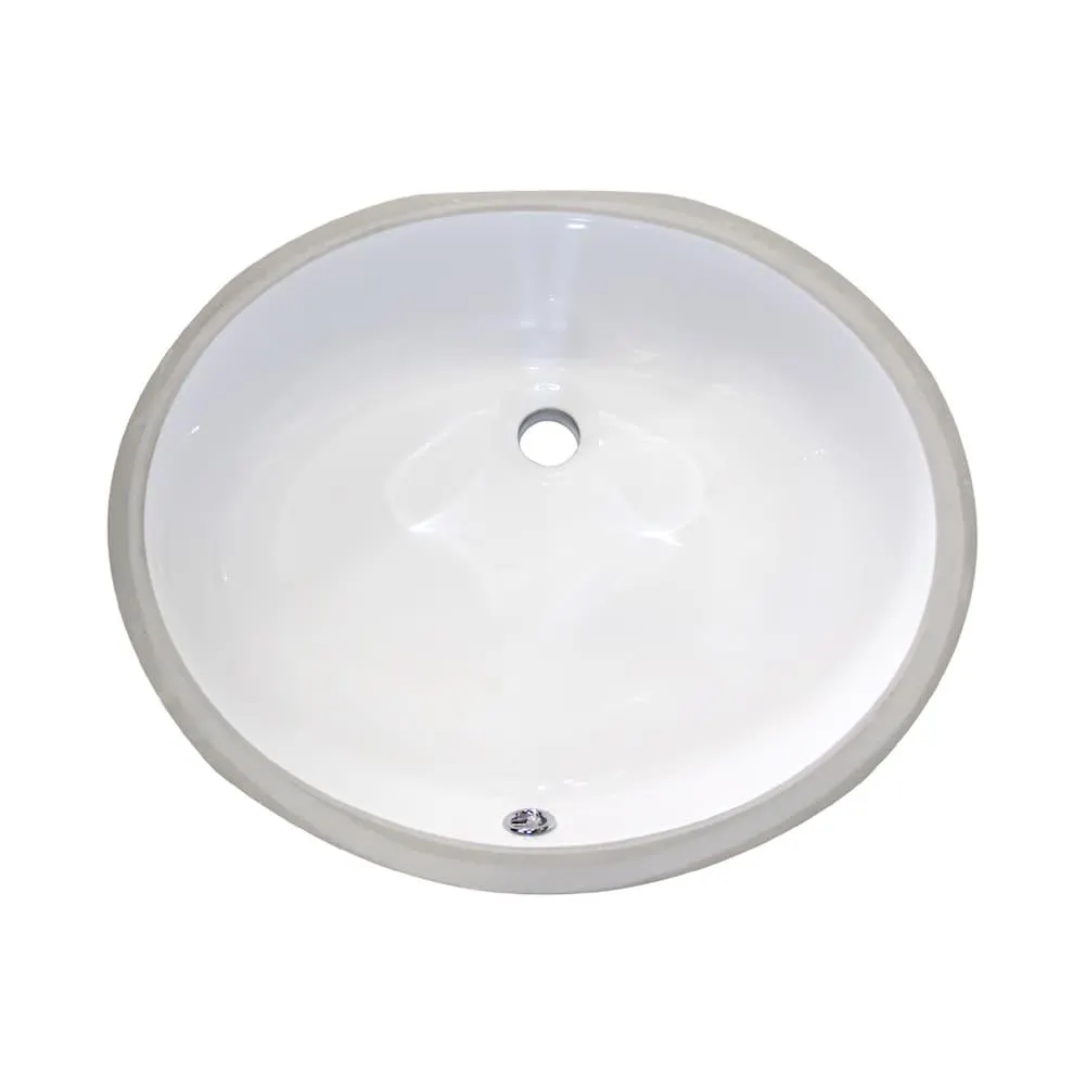 Ceramic 19 inch x 16 inch Oval Undermount Basin in Gloss White