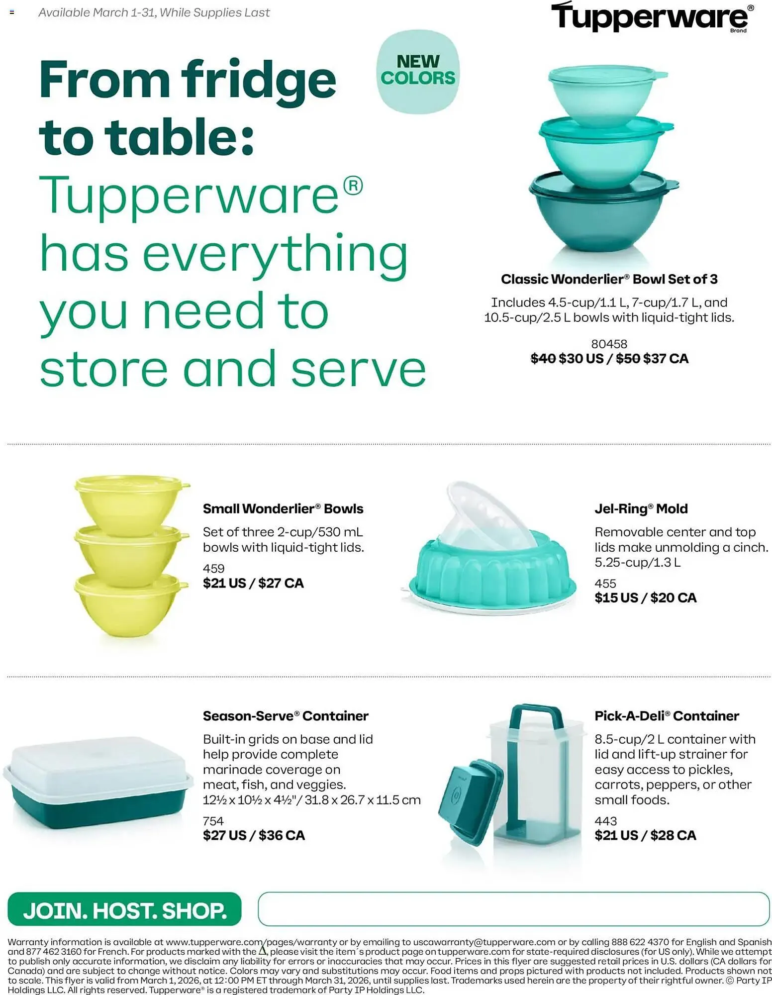 Tupperware flyer from March 1 to March 31 2026 - flyer page 1