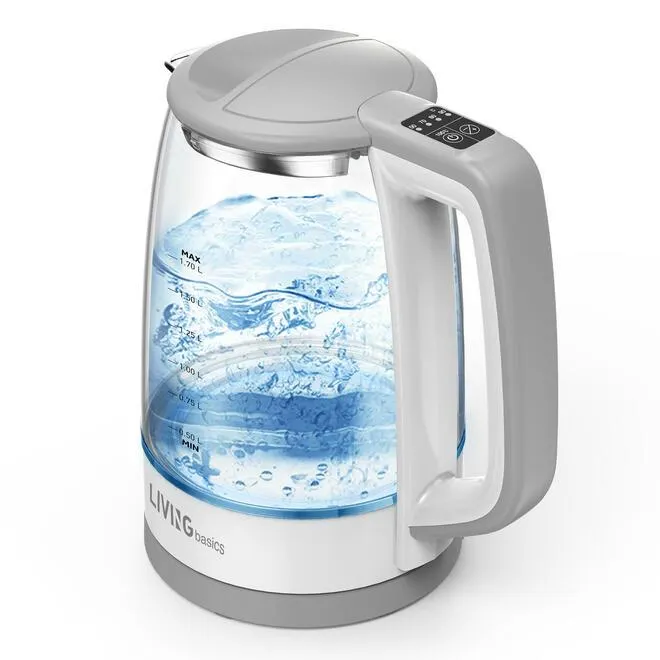 1.7L Electric Glass Kettle Temperature Control, Hot Water Boiler & Tea Heater - LIVINGbasics®