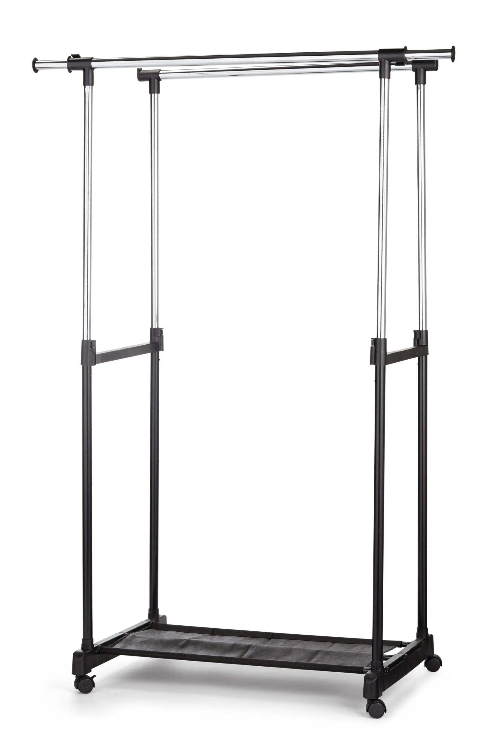 type A Prime Adjustable Double Rail Freestanding Clothing Rack with Tool-Free Assembly