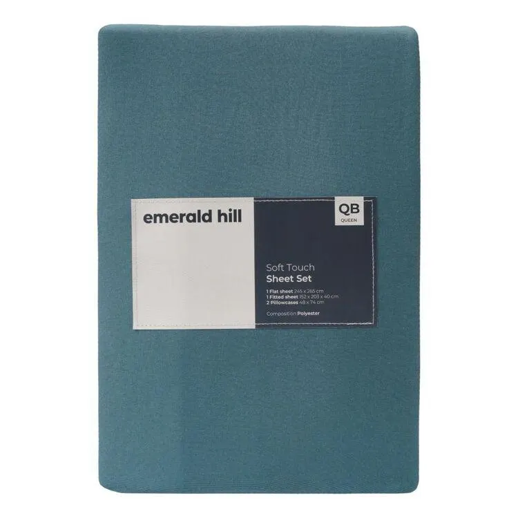 Emerald Hill Washed Microfibre Sheet Set Teal