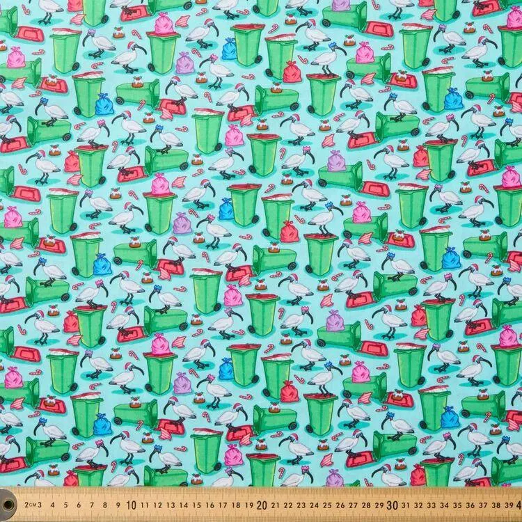 Laura Wayne Bin Chicken Christmas 112cm Quilting Fabric Multicoloured 112cm