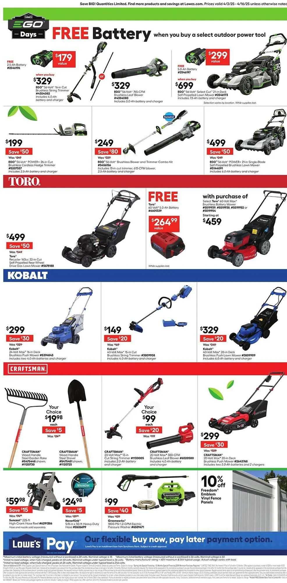 Lowe's flyer from April 3 to April 16 2025 - flyer page 3