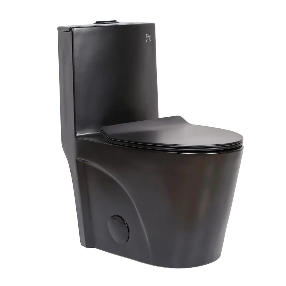 Zoey 1-piece 4/6L GPF Dual Flush Right Height Elongated Toilet in Black