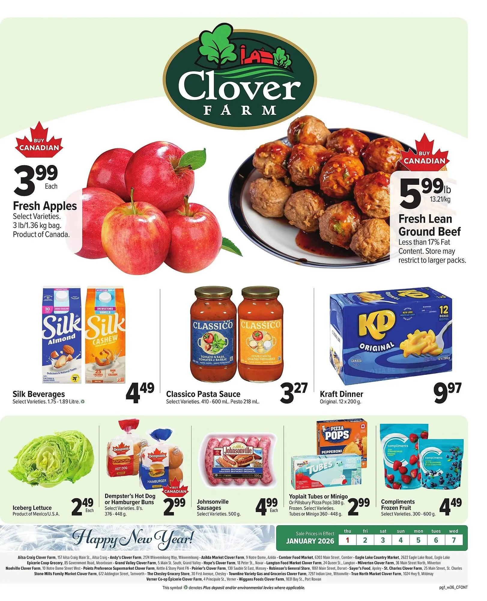 Clover Farm flyer from January 1 to January 7 2026 - flyer page 1