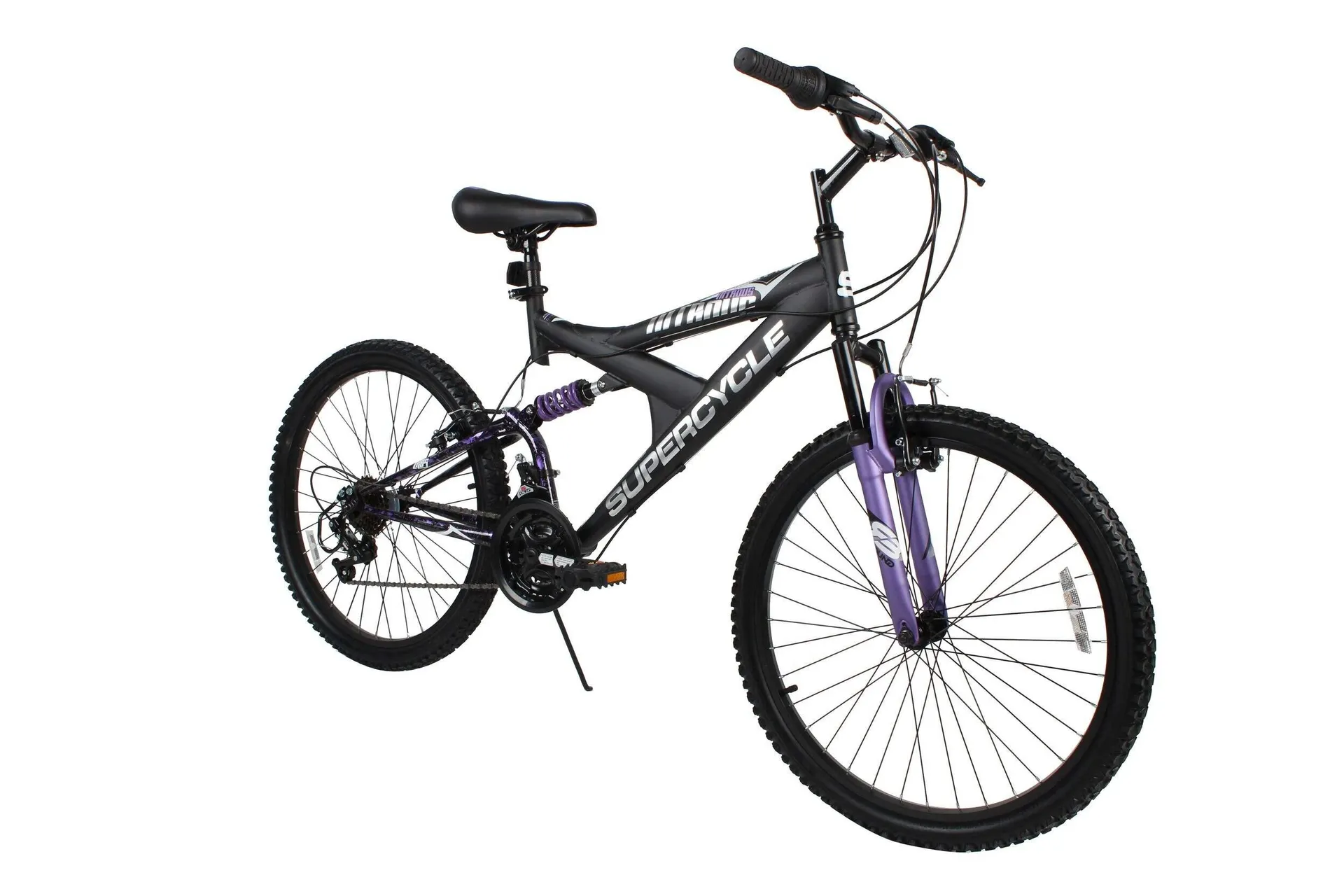 Supercycle Nitrous Dual Suspension Bike, 24-in Wheel, Black/Purple