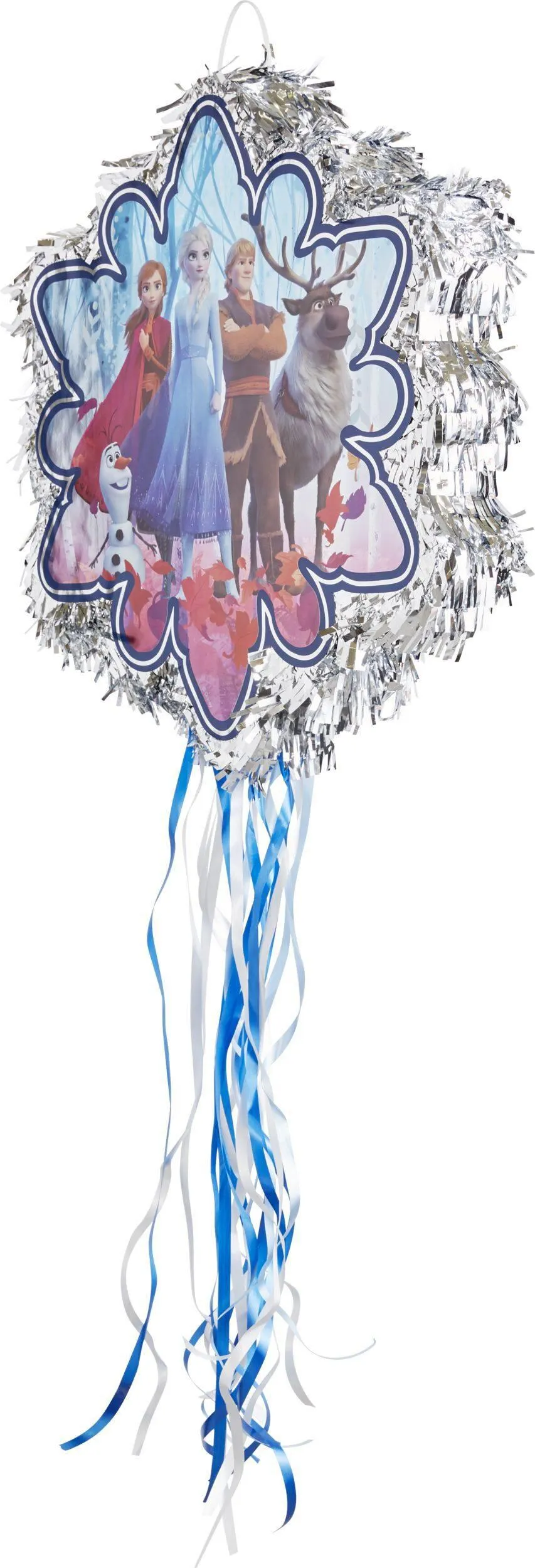 Disney Frozen Elsa & Anna Pinata Hanging Pull String Decoration, Blue/Silver, 20-in, Holds 2lb of Pinata Filler, for Birthday Parties