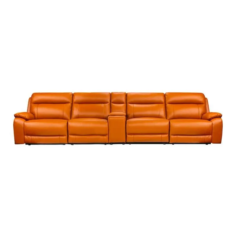 Sofa modulaire inclinable électrique avec console en cuir véritable - 5 mcx