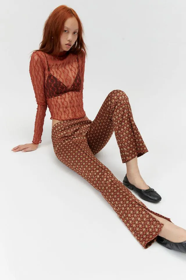 Urban Renewal Remnants Plaid Front Slit Flare Pant