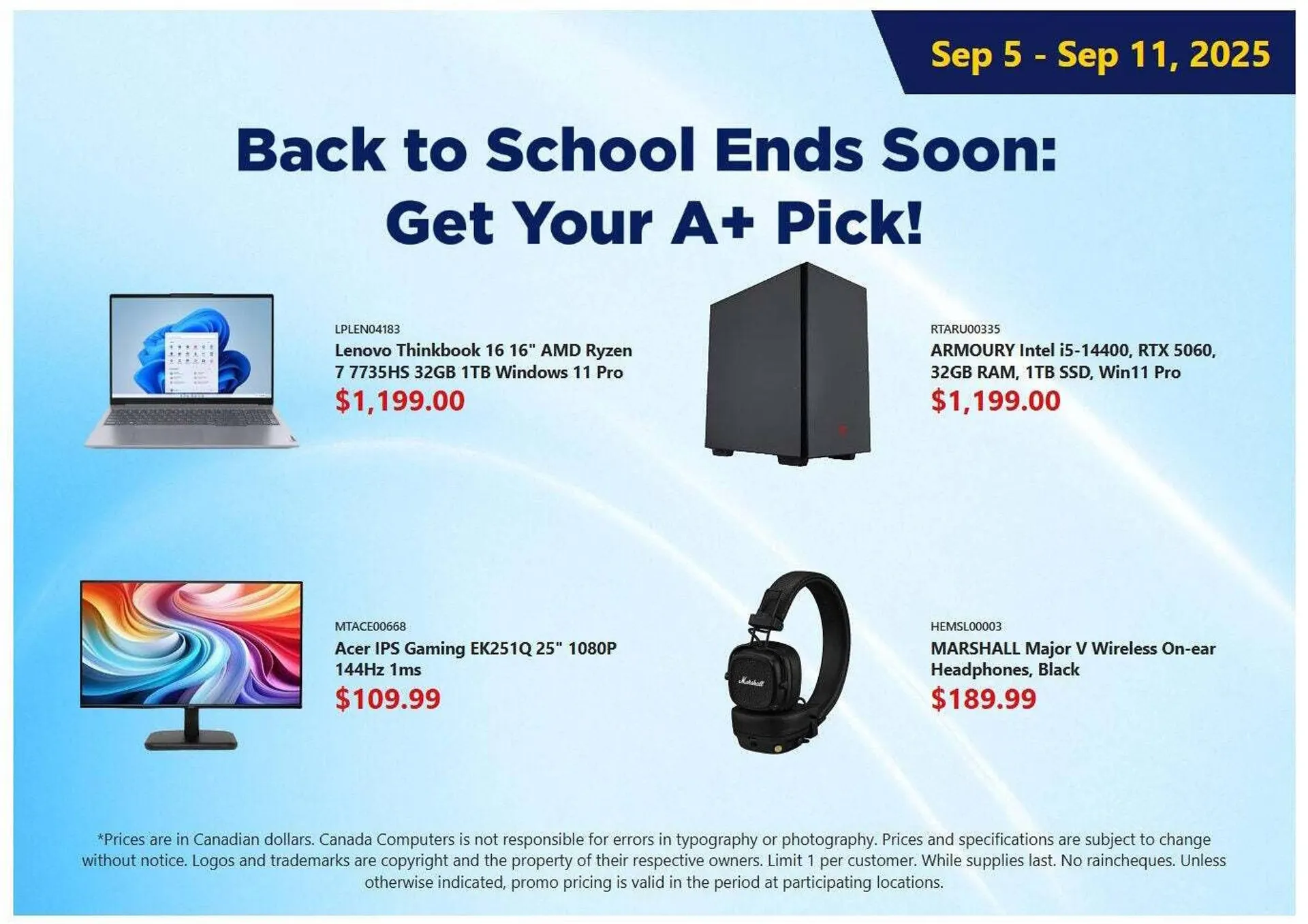 Canada Computers flyer from September 5 to September 12 2025 - flyer page 1
