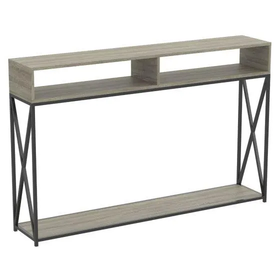 Table console taupe foncé avec deux tablettes