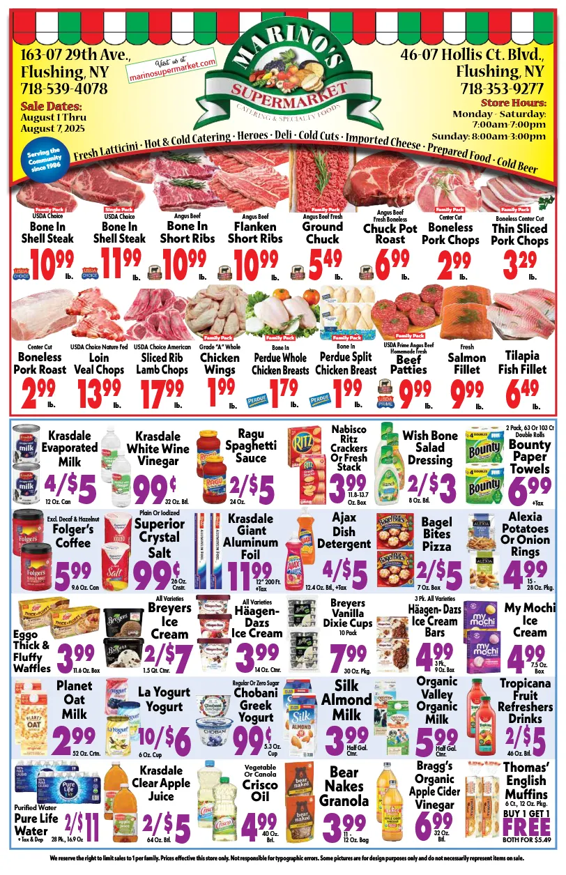 Weekly ad Marino's Supermarket Sales from August 1 to August 7 2025 - Page 1