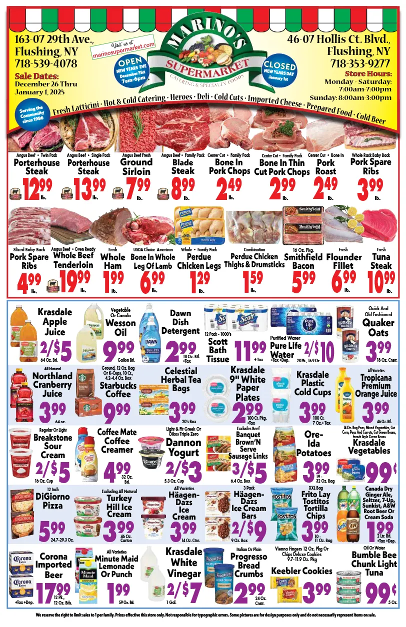 Weekly ad Marino's Supermarket Sales from December 26 to January 1 2026 - Page 1