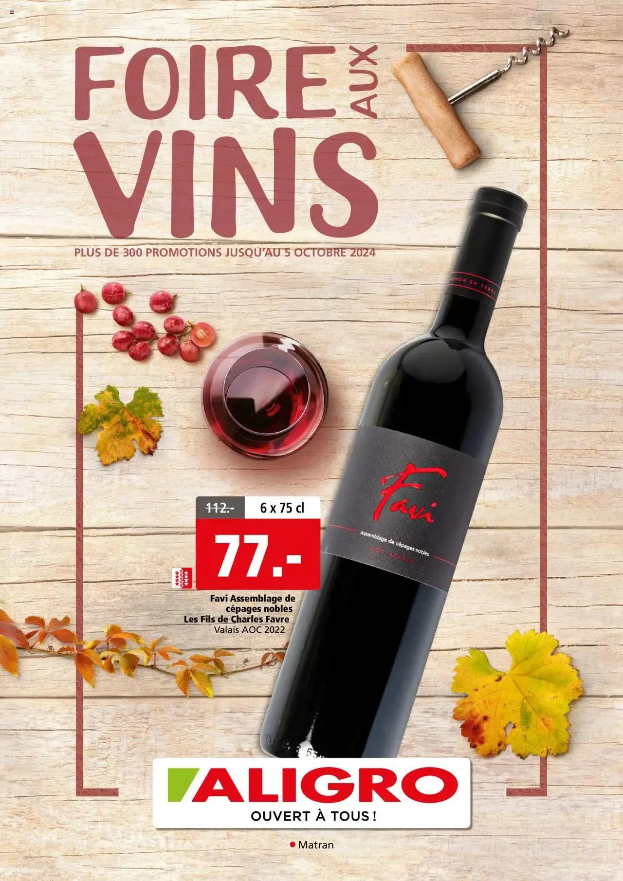 Aligro Aktionen FR Weinfestival - Matran von 30. September bis 5. Oktober 2024 - Prospekt seite  1