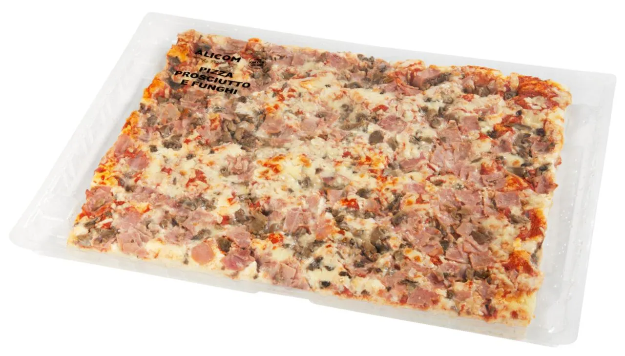 Pizza mit Schinken und Pilzen