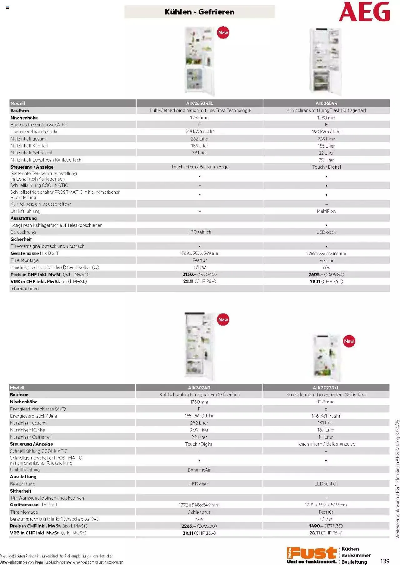 Fust Küchen- und Badezimmerprospekt von 4. März bis 31. Dezember 2024 - Prospekt seite  139