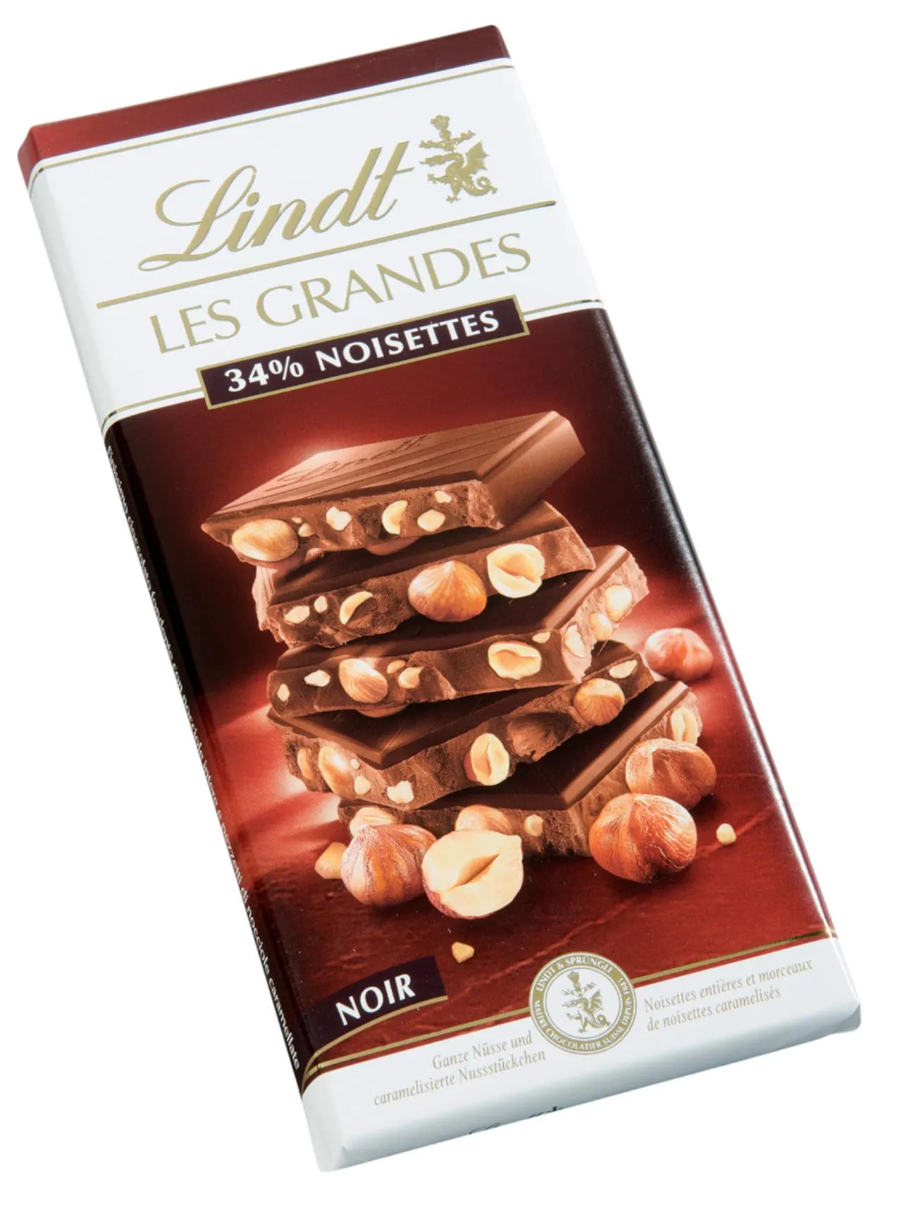 Lindt Les Grandes, dunkel mit Haselnüssen