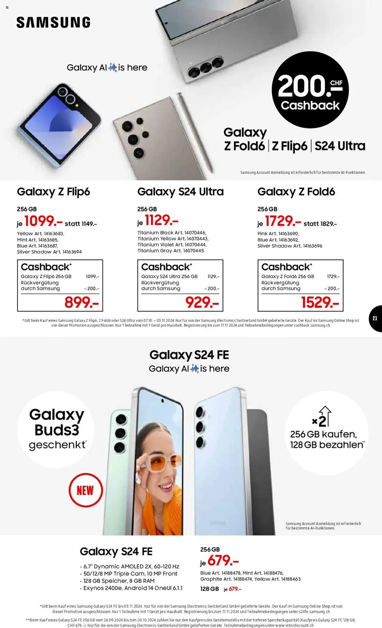 Interdiscount Aktionen von 7. Oktober bis 20. Oktober 2024 - Prospekt seite 21