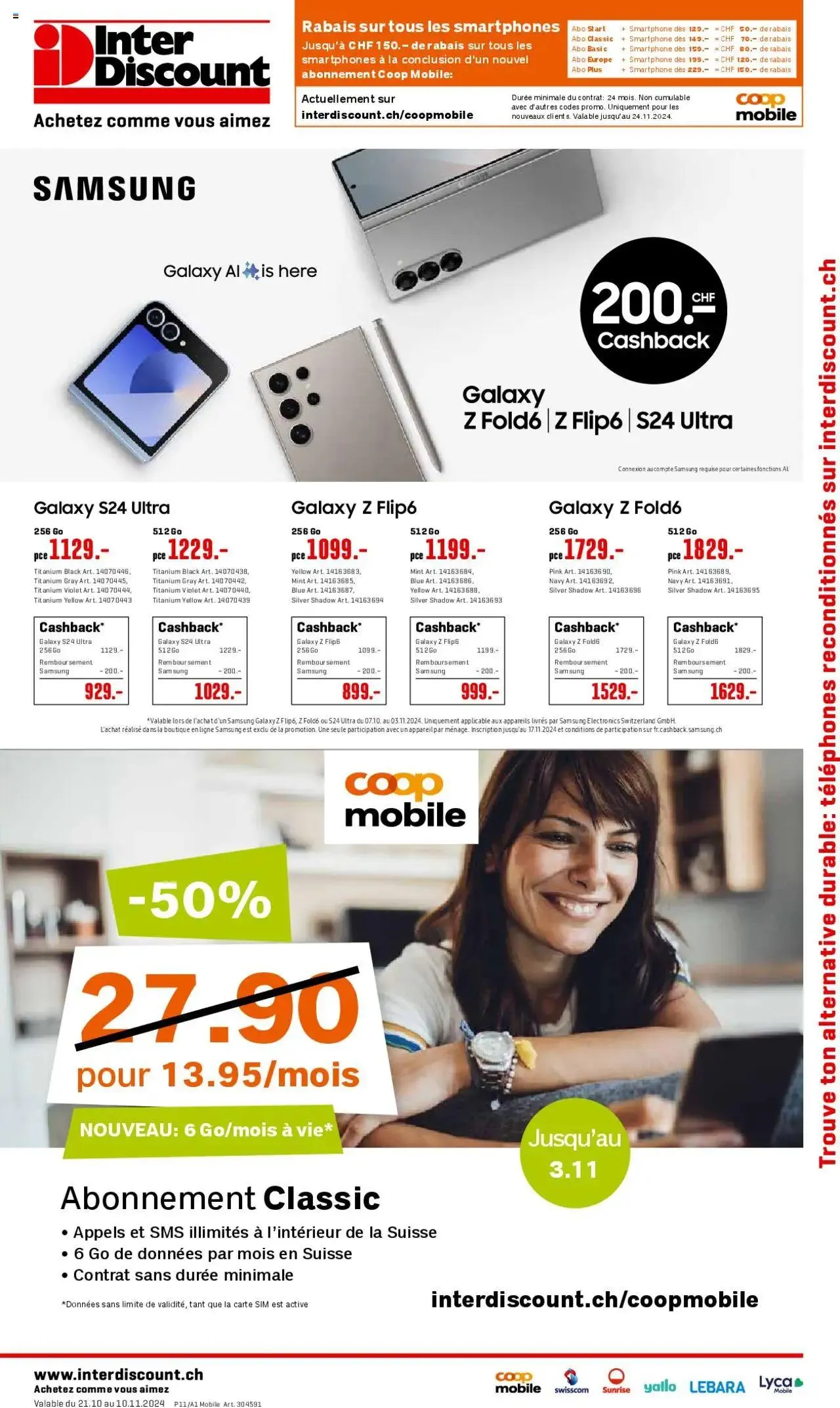 Interdiscount Prospectus - Mobile von 21. Oktober bis 10. November 2024 - Prospekt seite  1