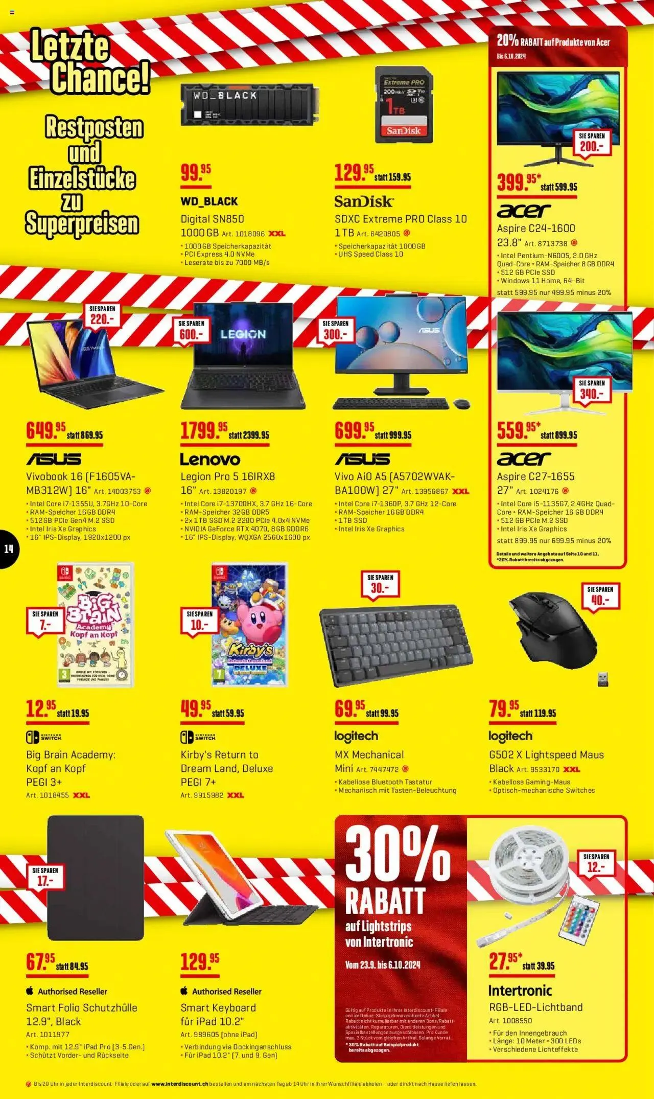 Interdiscount Aktionen FR von 23. September bis 6. Oktober 2024 - Prospekt seite  14