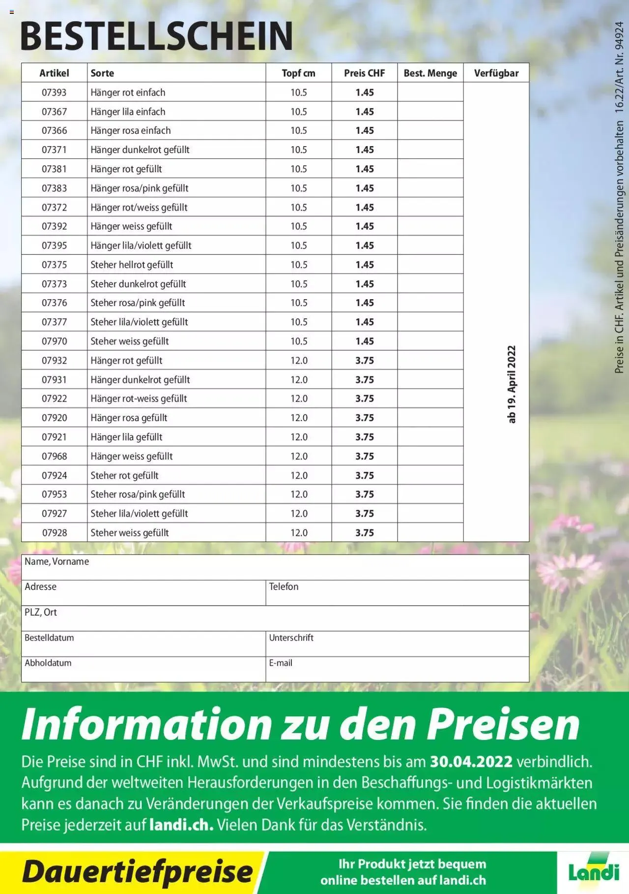 Landi - Geranien 2022 von 20. April bis 31. Dezember 2023 - Prospekt seite  8