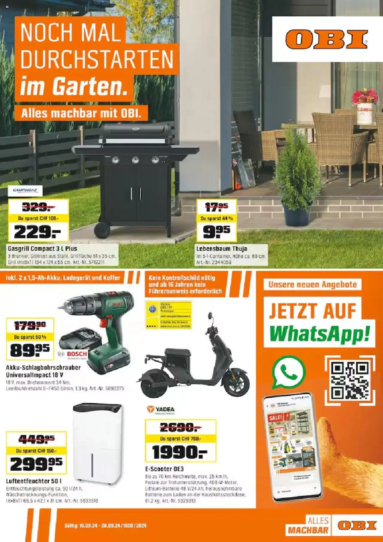 OBI Aktionen von 15. September bis 28. September 2024 - Prospekt seite  1