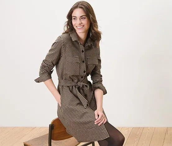 Sweatkleid mit Hahnentritt-Jacquard
