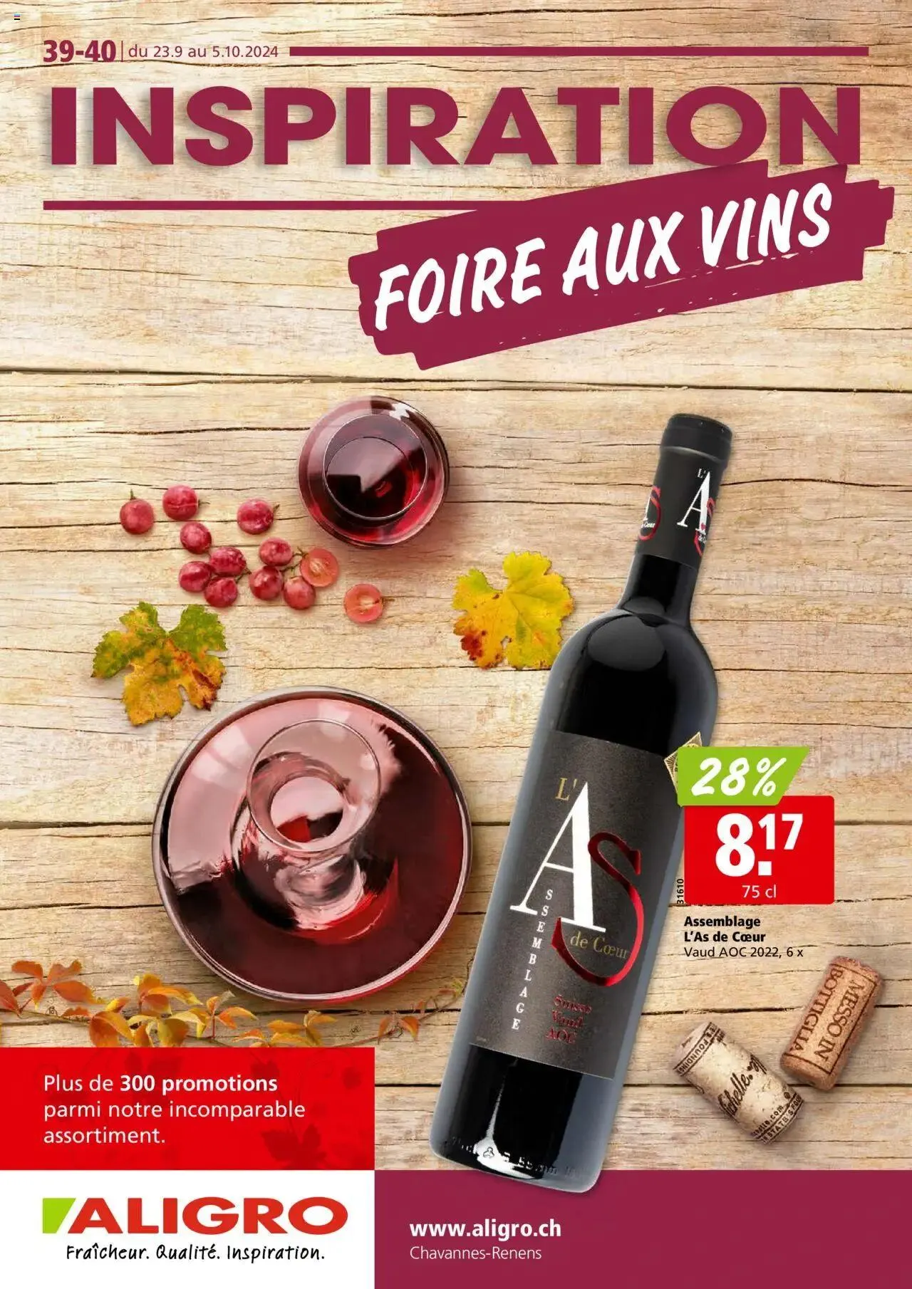 Aligro Aktionen Weinfestival - Chavannes von 23. September bis 5. Oktober 2024 - Prospekt seite  1