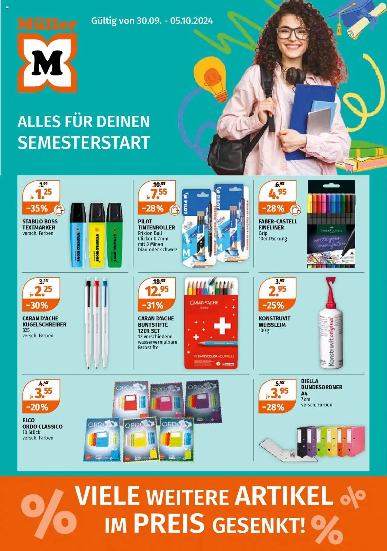 Müller Aktionen Semesterstart von 30. September bis 5. Oktober 2024 - Prospekt seite  1