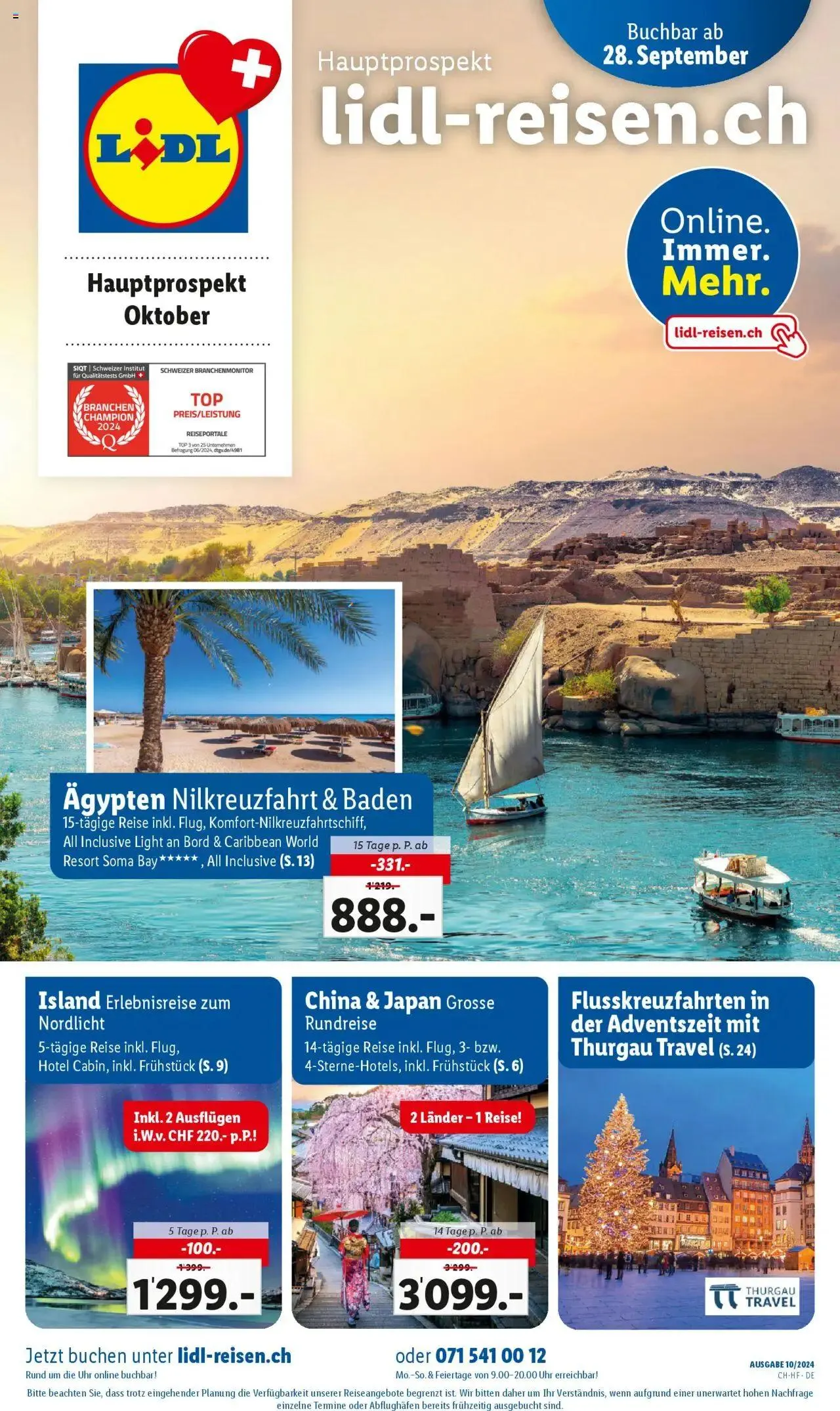 Lidl Aktionen Reisen Oktober von 1. Oktober bis 31. Oktober 2024 - Prospekt seite  1