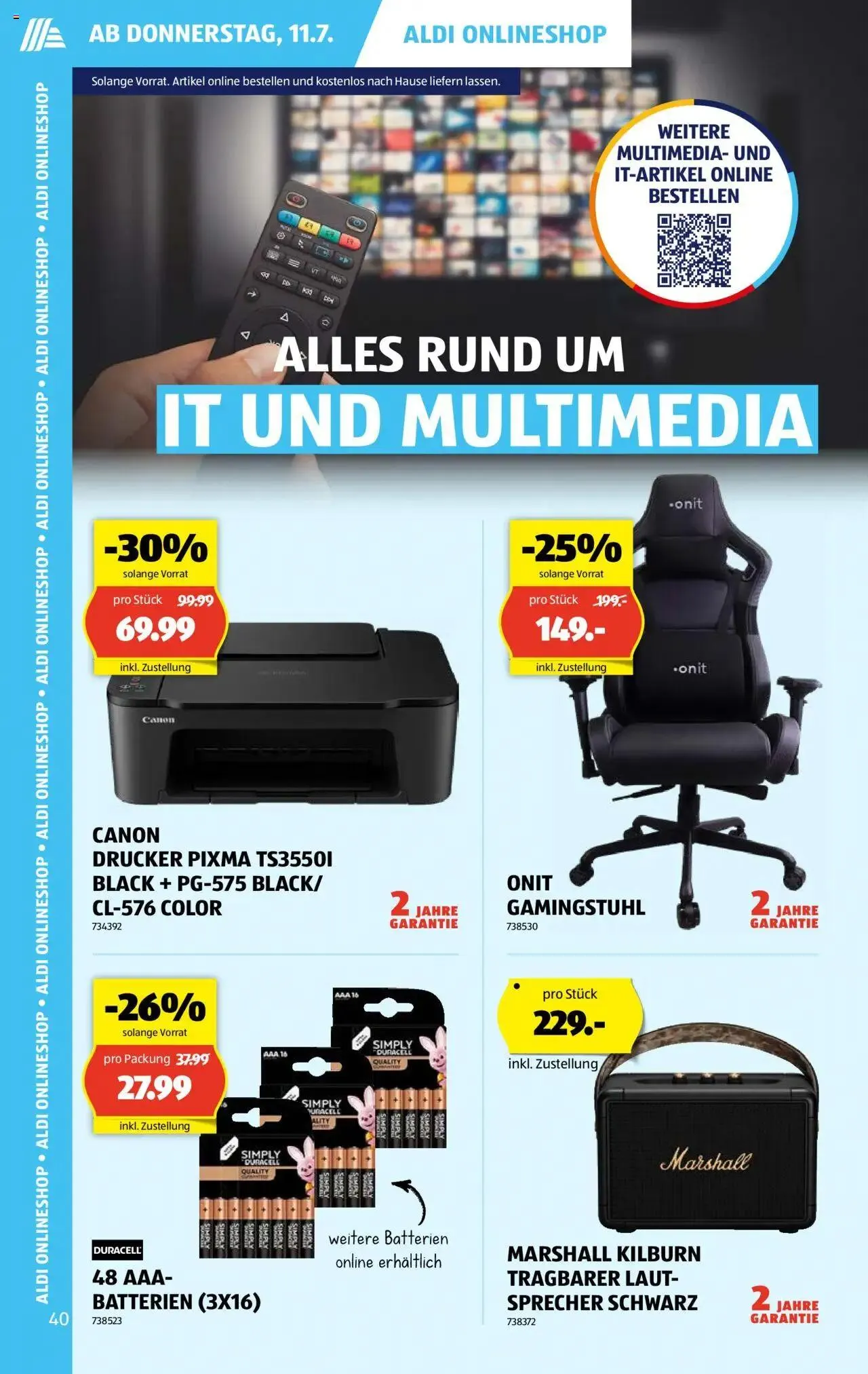 Aldi Aktionen von 11. Juli bis 17. Juli 2024 - Prospekt seite  40