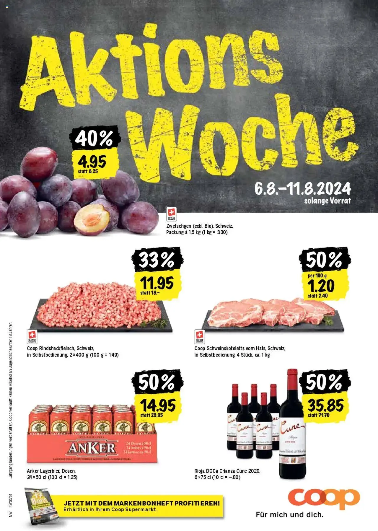 Coop Aktionen von 6. August bis 11. August 2024 - Prospekt seite 1