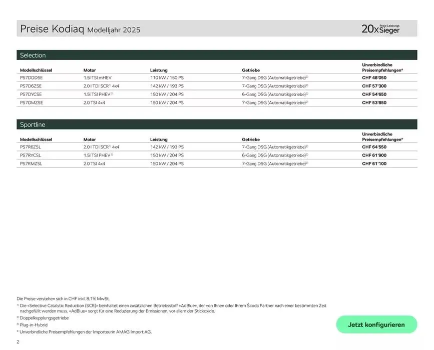 Preisliste New Kodiaq von 24. Oktober bis 7. November 2024 - Prospekt seite  2