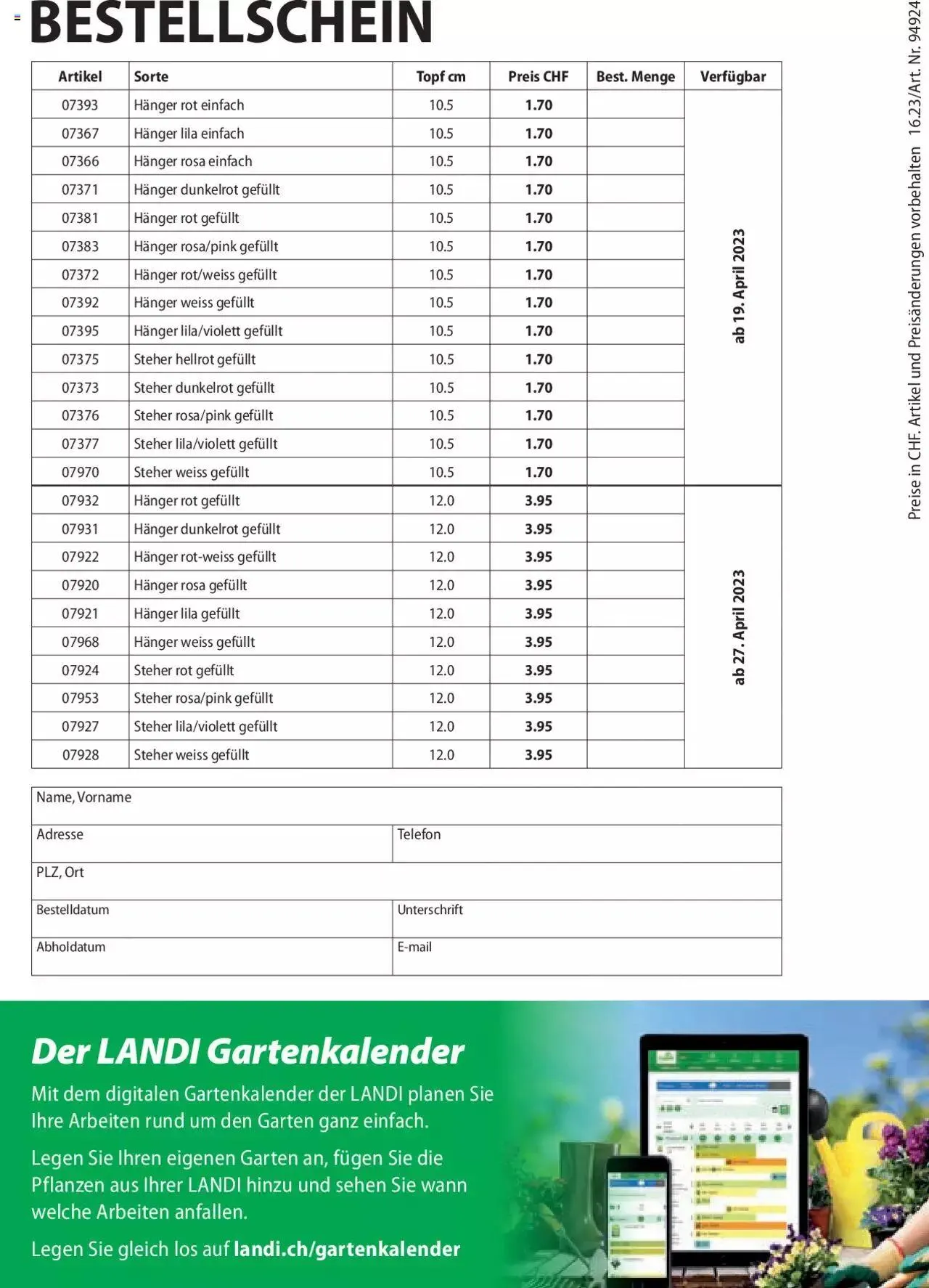 Landi - Geranien von 25. April bis 31. Dezember 2023 - Prospekt seite  8