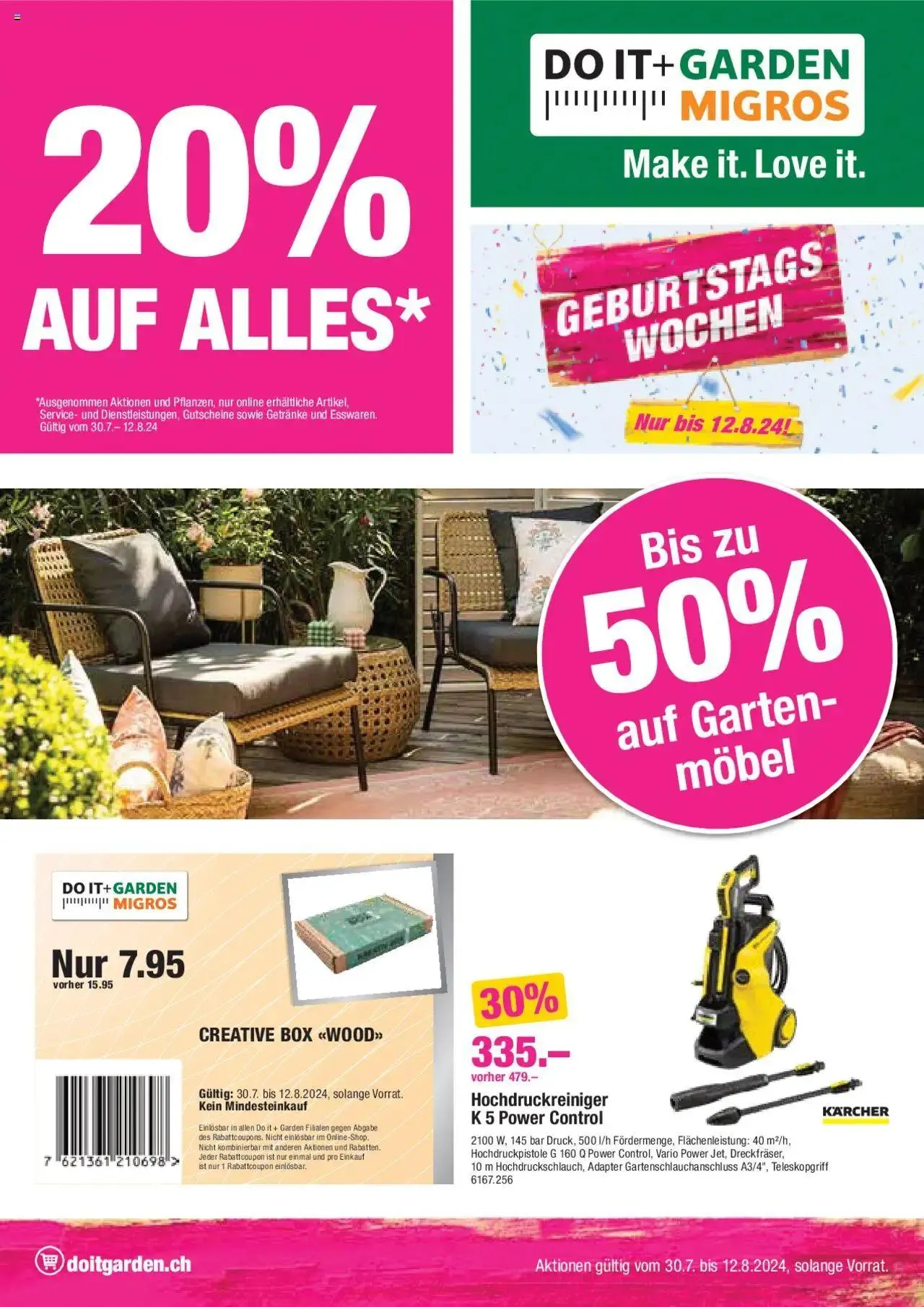 DO IT+GARDEN MIGROS Aktionen von 30. Juli bis 12. August 2024 - Prospekt seite 1
