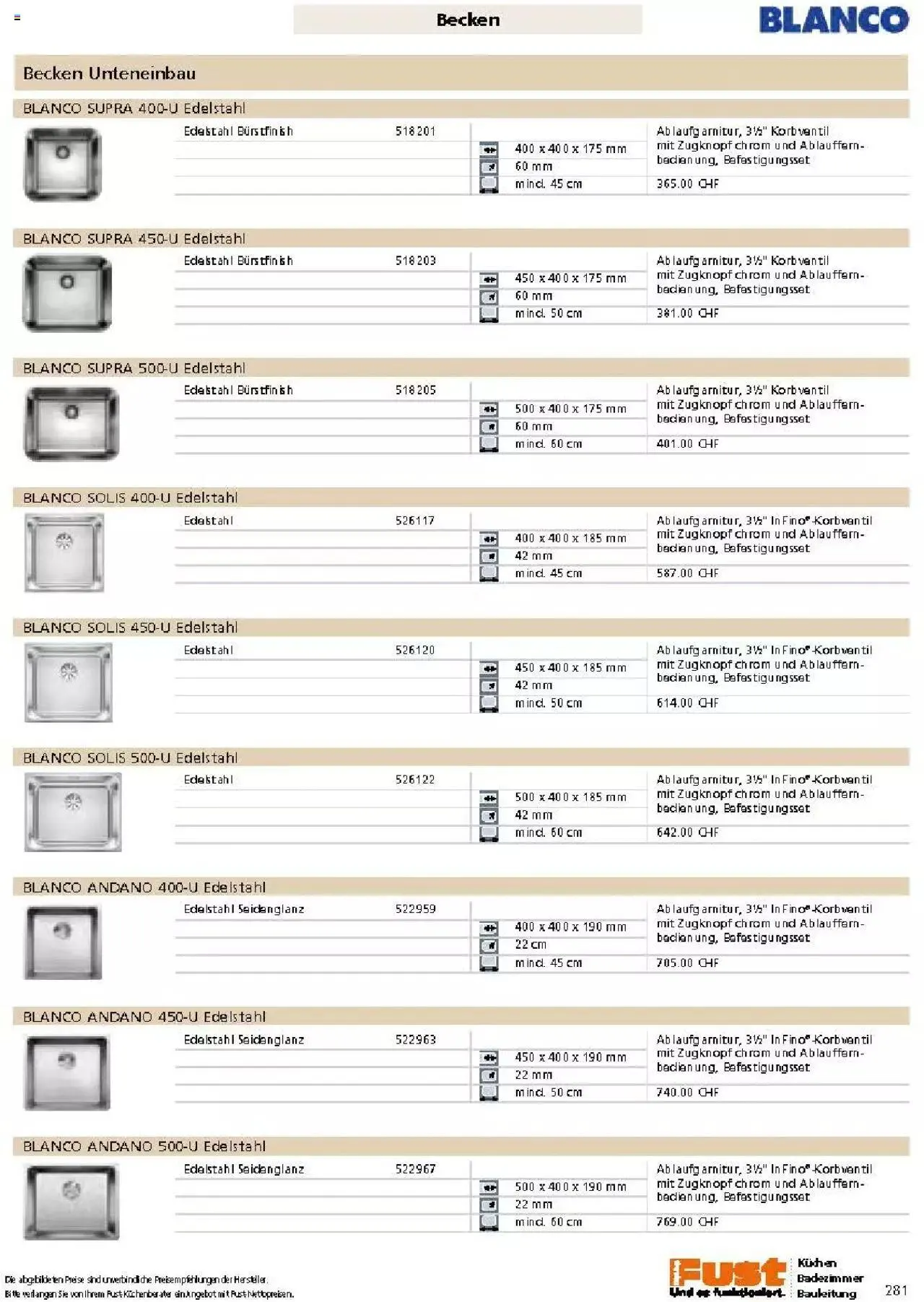 Fust Küchen- und Badezimmerprospekt von 4. März bis 31. Dezember 2024 - Prospekt seite  281
