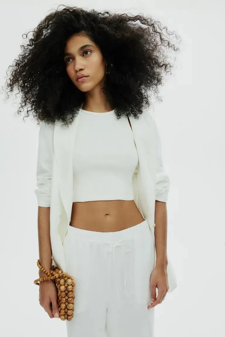 Linen-blend pull-on trousers