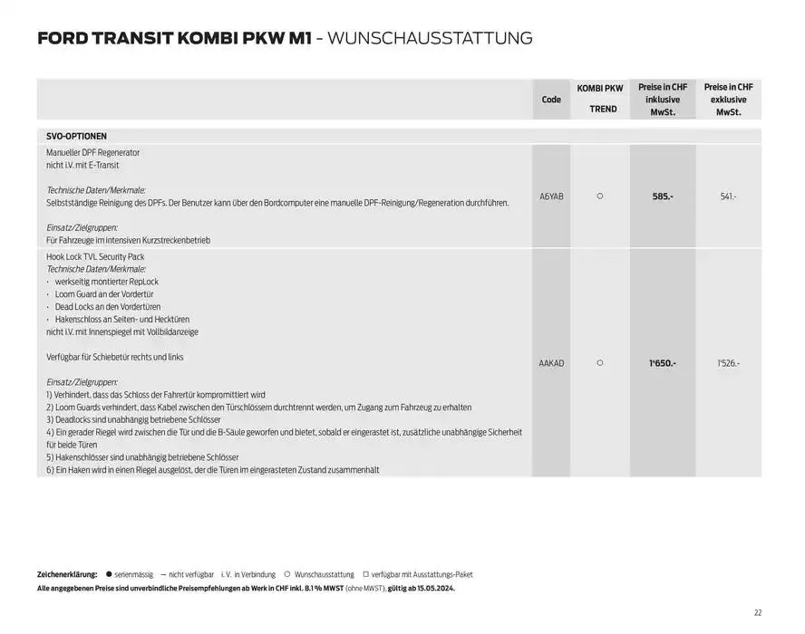 FORD TRANSIT Preisliste Preisliste von 28. Oktober bis 28. Oktober 2025 - Prospekt seite  22