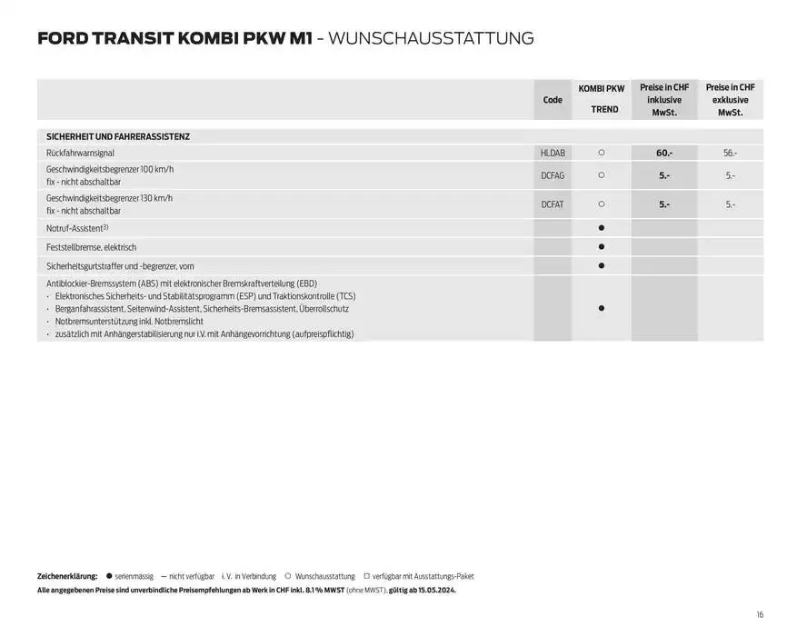 FORD TRANSIT Preisliste Preisliste von 28. Oktober bis 28. Oktober 2025 - Prospekt seite  16