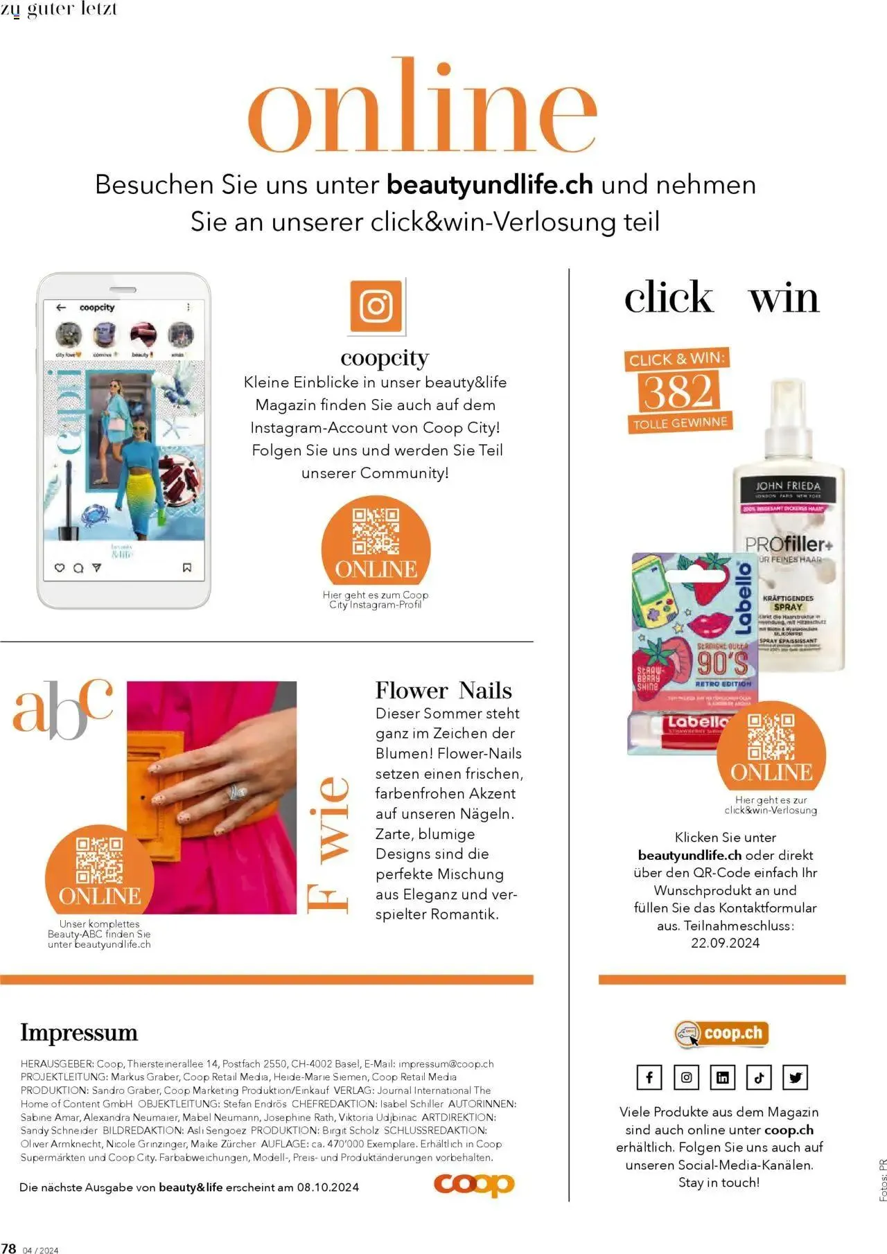 Coop City Aktionen Beauty & Life von 27. August bis 31. Dezember 2024 - Prospekt seite  78
