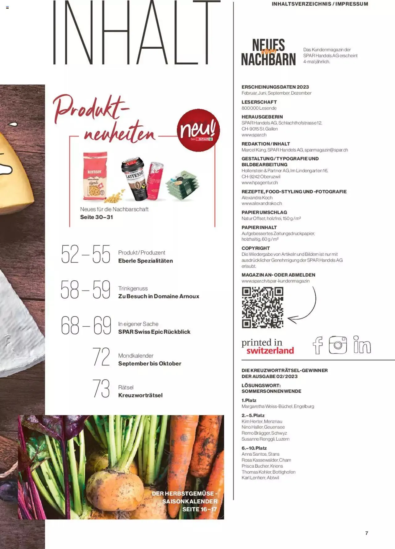SPAR Kundenmagazin von 22. September bis 31. Dezember 2023 - Prospekt seite 7
