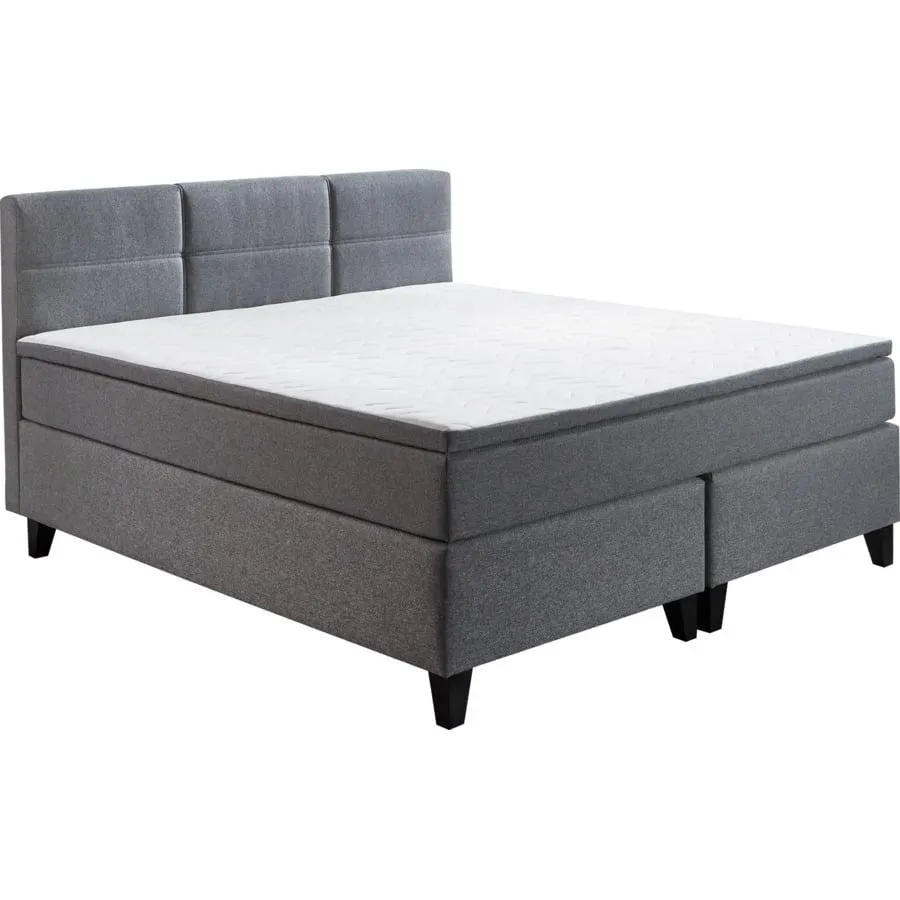 Boxspringbett Samiro, Stoff grau